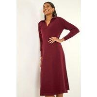 Roman Women's Scallop Detail Knitted Midi Dress in Wine | Size: 16