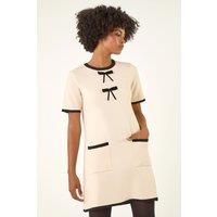 Roman Women's Bow Detail Knitted Dress in Ivory | Size: 16