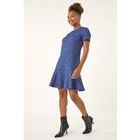 Roman Women's Textured A-Line Stretch Dress in Blue | Size: 20
