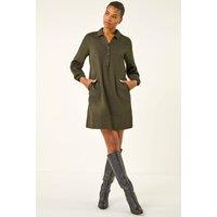 Roman Women's Collared Shift Shirt Dress in Khaki | Size: 18