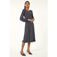 Roman Women's Spot Print Keyhole Midi Dress in Navy | Size: 18