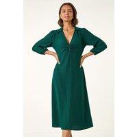 Roman Women's Textured Collared Twist Front Dress in Green | Size: 14