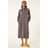 Roman Women's Buttoned Collar Midi Dress in Grey | Size: 20