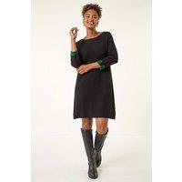 Roman Women's Contrast Sleeve Knitted Shift Dress | Size: 16