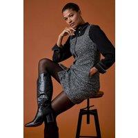 Roman Women's Printed Button Pinafore Dress in Black | Size: 20