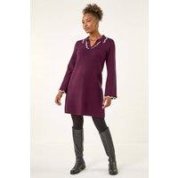 Roman Women's Scalloped Edge Knit Dress in Plum | Size: 12