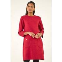 Roman Women's Patch Pocket Knit Dress in Red | Size: 18