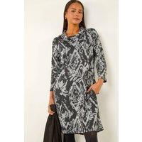 Roman Women's Petite Brushed Roll Neck Knit Dress in Black | Size: 16