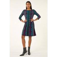 Roman Women's Animal Print Panel Stretch Dress | Size: 14