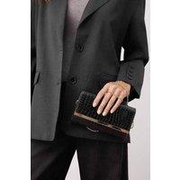 WOVCOR Women's Croc-Effect Chain Strap Clutch Bag in Black