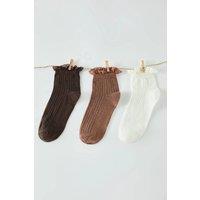 WOVCOR Women's 3 Pack Cotton Lace Trim Knit Socks