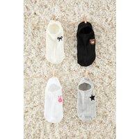 WOVCOR Women's 4-Pack Cotton Embroidered Jacquard Knit Ankle Socks