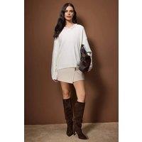 WOVCOR Women's Soft Texture V-Neck Lace Detail Knit Jumper in Ecru | Size: Medium