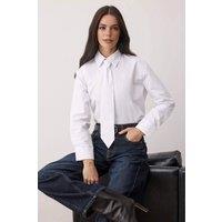 WOVCOR Women's Tie Detail Long Sleeve Shirt in White | Size: 12