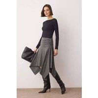 WOVCOR Women's Asymmetric Jacquard Knit Midi Skirt in Dark Grey | Size: XL