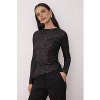 WOVCOR Women's Sequin Knit Boat Neck Party Blouse in Black | Size: 6