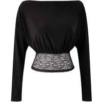 WOVCOR Women's Asymmetric Neck Lace Trim Detail Blouse in Black | Size: 6