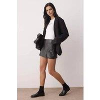 WOVCOR Women's Faux Leather Mini Skirt with Built-In Shorts in Black | Size: 14