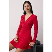 WOVCOR Women's Super Mini Evening Dress with Lined Shorts Detail in Red | Size: 12