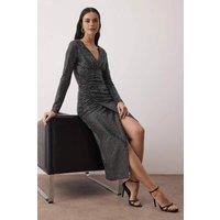 WOVCOR Women's Sequin Effect Ruched Midi Party Dress | Size: 8