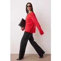 WOVCOR Women's Relaxed Fit Satin Woven Blouse with Back Tie Detail in Red | Size: 8