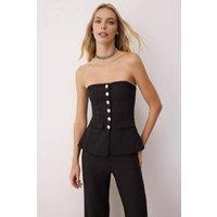 WOVCOR Women's Strapless Embellished Woven Evening Jumpsuit in Black | Size: 12