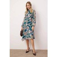 WOVCOR Women's Printed Lined Chiffon Midi Woven Dress | Size: 14