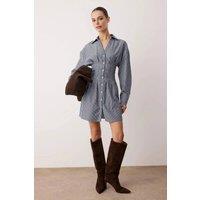WOVCOR Women's Button Front Mini Woven Shirt Dress with Defined Waist | Size: 8