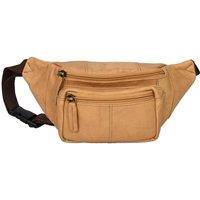 House of Leather Men's Real Leather Waist Bag Travel Pack Turner in Light Sand