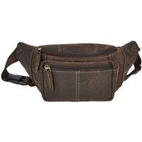 House of Leather Men's Real Leather Waist Bag Travel Pack Turner in Dark Brown