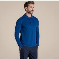 Craghoppers Men's NosiLife Bramshaw Insect-Repellent Long Sleeved Golf Polo Shirt in Blue | Size: 2XL