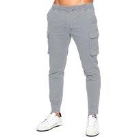 Enzo Men's Stretch Cargo Trousers in Light Grey | Size: Small