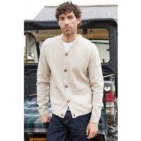 Threadbare Men's 'Survey' Button Up Patch Pocket Knitted Cardigan in Natural | Size: Large