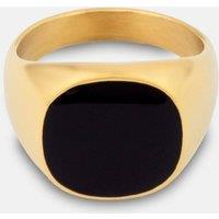 Outrage London Men's Gold 20MM Onyx Stone Signet Ring | Size: 9