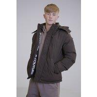 BCouture Boy's Hooded Puffer Jacket in Black | Size: 12-13 Years
