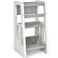 Costway Kids Non-slip Kitchen Step Stool Learning Stool w/ Double Safety Rails in Grey