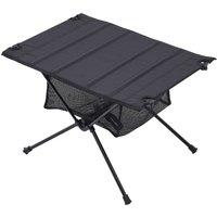 H&O Direct Aluminium Camp Table with Mesh Shelf in Black