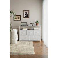 Living and Home 5-Drawer Metal Frame Chest of Drawers Storage Cabinet with Power Strip in White