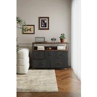 Living and Home 5-Drawer Metal Frame Chest of Drawers Storage Cabinet with Power Strip in Black