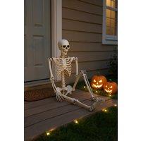 Living and Home 170cm Halloween Skeleton Decoration with Movable Joints - Scary Haunted House Prop in White