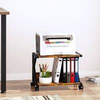 Huhote 2 Tier Printer Stand Wheels for A5 Folders & Scanners Under Desk in Brown