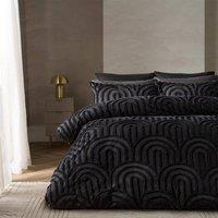 OHS Tufted Arches Bedding Set Duvet Cover with Pillowcase in Black | Size: Double