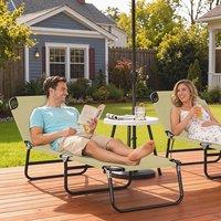 OUTSUNNY Folding Lounge Chair Outdoor Chaise Lounge for Bench Patio in Beige