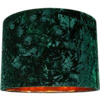 Happy Homewares Modern Crushed Velvet Lamp Shade with Shiny Paper Inner in Dark Green | Size: 16 inches