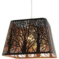 Happy Homewares Matte Black Tree Forest Pendant Lighting Shade with Satin Gold Inner