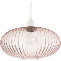 Happy Homewares Modern Designer Line Ribbed Glass Oval Pendant Lamp Shade in Pink | Size: 12 inches