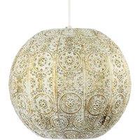 Happy Homewares Spherical Vintage Moroccan Pendant Lighting Shade with Floral Design in Cream