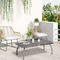 OUTSUNNY Patio Rattan Coffee Table Outdoor Wicker Side Table Furniture Garden Balcony in Grey