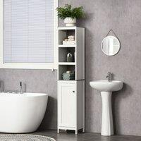 Kleankin Tall Bathroom Storage Cabinet Linen Tower with Adjustable Shelf in White