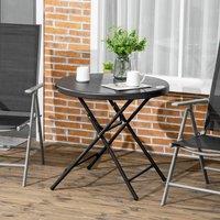 OUTSUNNY Round Garden Dining Table for 4, Foldable Outdoor Table for Garden in Dark Grey
